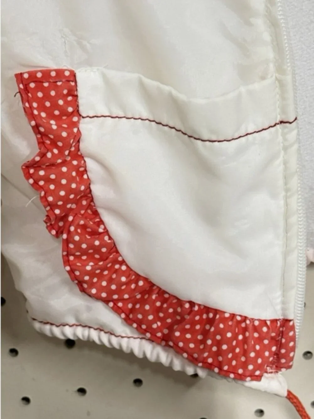 Vtg 80s Balloon Embroidered Baby Windbreaker Jacket 24M Polka Dot Hood